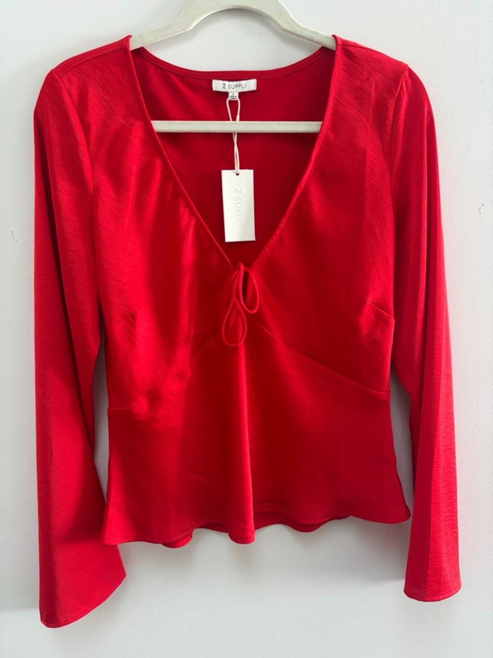 Red Satin T Front Blouse